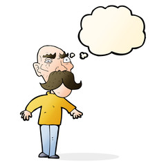cartoon angry old man with thought bubble