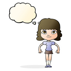 cartoon girl with thought bubble