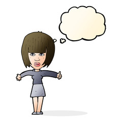 cartoon annoyed woman  with thought bubble