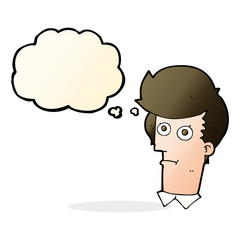 cartoon staring face with thought bubble