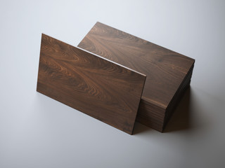 Stack of wooden business cards