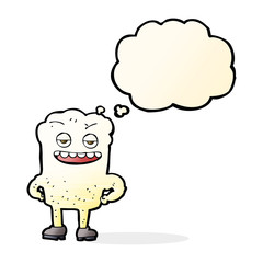 cartoon tooth looking smug with thought bubble