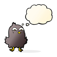 funny cartoon bird with thought bubble