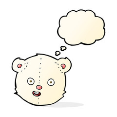 cartoon polar teddy bear head with thought bubble