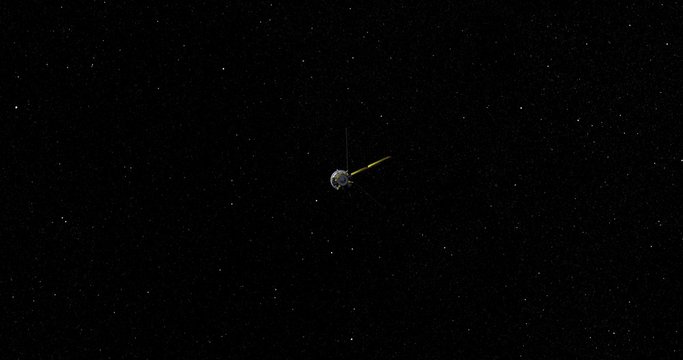 Flyby of Cassini spacecraft travelling toward a distant Enceladus. Data: NASA/JPL.
