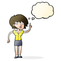 cartoon woman with question with thought bubble