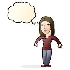 cartoon annoyed woman with thought bubble