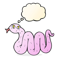 funny cartoon snake with thought bubble