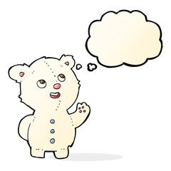 cartoon cute polar bear cub with thought bubble