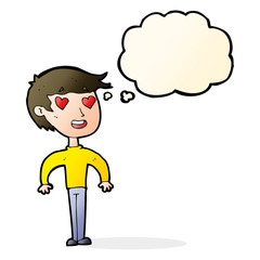cartoon man in love with thought bubble
