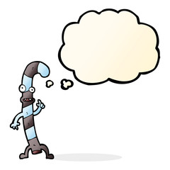 cartoon dancing christmas candy cane with thought bubble