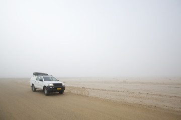 Fototapeta na wymiar Driving through the Skeleton Coast of Namibia.