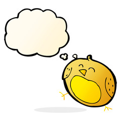 cartoon bird with thought bubble