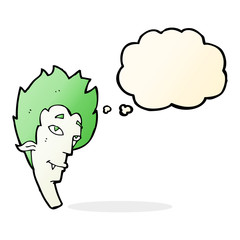 cartoon vampire head with thought bubble