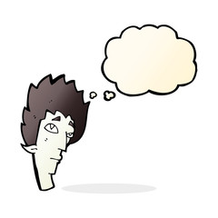 cartoon vampire head with thought bubble