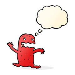 cartoon funny frog with thought bubble