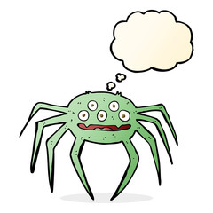 cartoon halloween spider with thought bubble