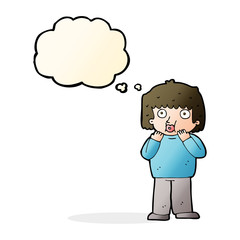 cartoon worried boy with thought bubble