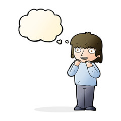 cartoon excited person with thought bubble