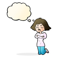 cartoon annoyed woman with thought bubble