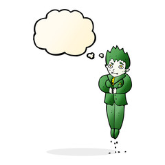 cartoon floating vampire with thought bubble