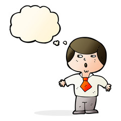 cartoon shocked boy with thought bubble