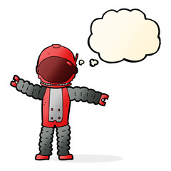 Obraz premium cartoon astronaut with thought bubble