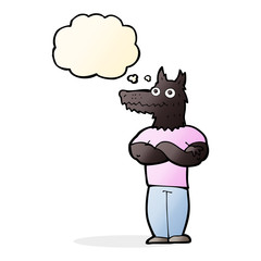 cartoon werewolf with thought bubble