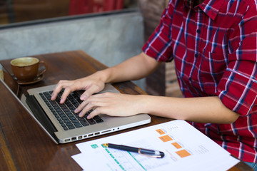 business man working in outdoor using laptop