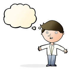 cartoon man in casual jacket with thought bubble