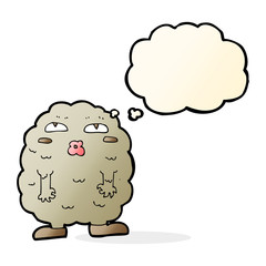 funny cartoon monster with thought bubble