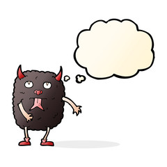 funny cartoon monster with thought bubble