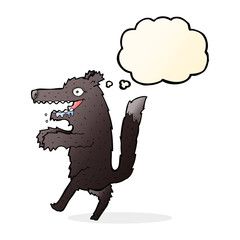 cartoon big bad wolf with thought bubble