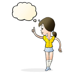 cartoon girl with idea with thought bubble