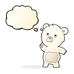 cartoon curious polar bear with thought bubble