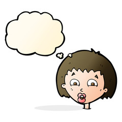 cartoon shocked expression  with thought bubble