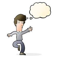 cartoon rushing man with thought bubble