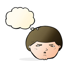cartoon annoyed man with thought bubble