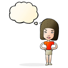 cartoon annoyed woman with thought bubble