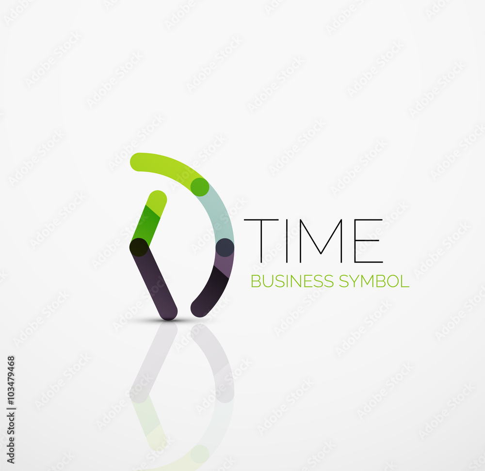 Poster vector abstract logo idea, time concept or clock business icon. creative logotype design template