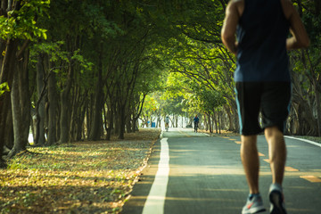 blur of man runing in the park