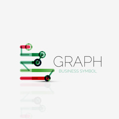Abstract logo idea, linear chart or graph  business icon. Creative vector logotype design template