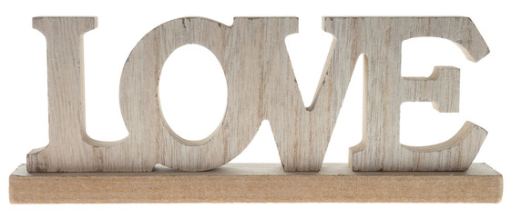 Love / Wooden letters with the word love isolated over a white background