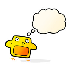 cartoon bird with thought bubble