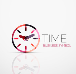 Vector abstract logo idea, time concept or clock business icon. Creative logotype design template