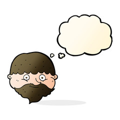 cartoon bearded man with thought bubble