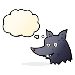 cartoon wolf head with thought bubble