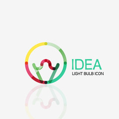 Logo, vector light bulb abstract linear geometric business icon. Idea concept