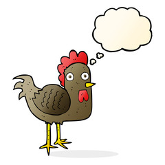 cartoon chicken with thought bubble