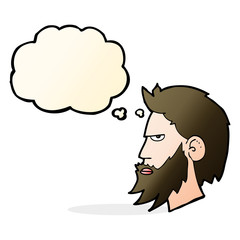 cartoon man with beard with thought bubble